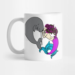 mermaid with narwhale Mug